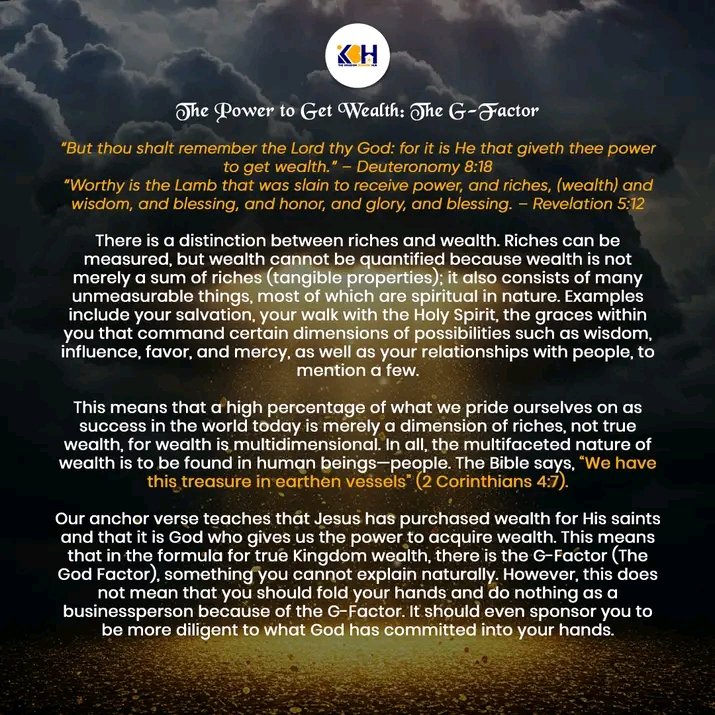 kindombizneshub's tweet image. When it comes to Wealth especially it cannot be without The God Factor! 

#KBH
#business
#reflection