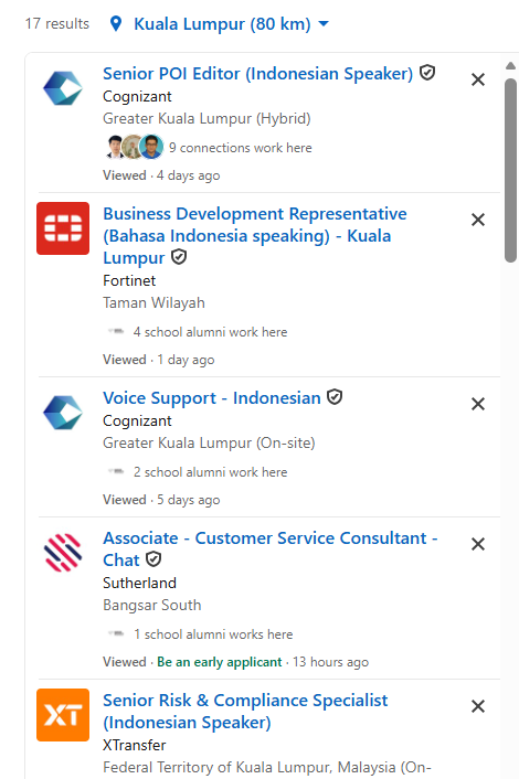 Applyajadulu's tweet photo. 🚨HIRING
Perhari ini ada 4 lowongan kerja di Malaysia yang lagi nyari Orang Indonesia.

Yuk, langsung gass apply.

Sebelum apply, pastikan CV mu sudah on point ya ✅
Kalau belum paham CV ATS itu apa, silahkn cek out templatenya di Lynk di Bio. https://t.co/23cgnyt59L