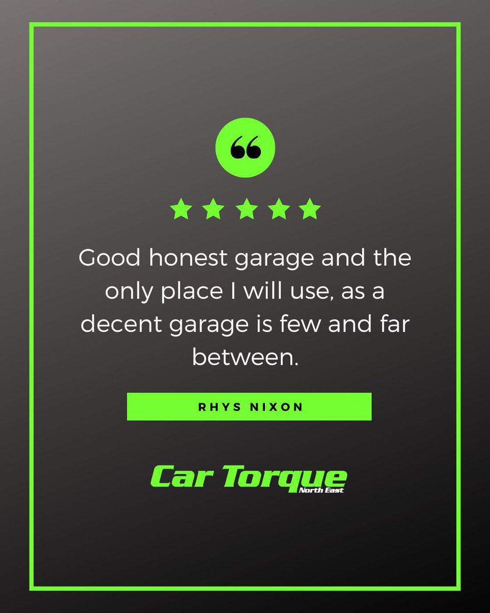 CarTorqueNE's tweet image. Thanks for the review, Rhys. Great to know we do you proud. ✊🏻

See why we have a ⭐⭐⭐⭐⭐ rating on Google: bit.ly/car-torque-goo…
-
#CarTorqueNorthEast #CustomerReview #CustomerFeedback #CustomerTestimonial