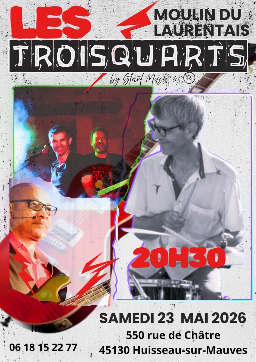 Music45S's tweet photo. #lesTroisQuarts
#concert
#concertloiret
#Moulindulaurentais
#loiret https://t.co/hiCTJ4I3QP