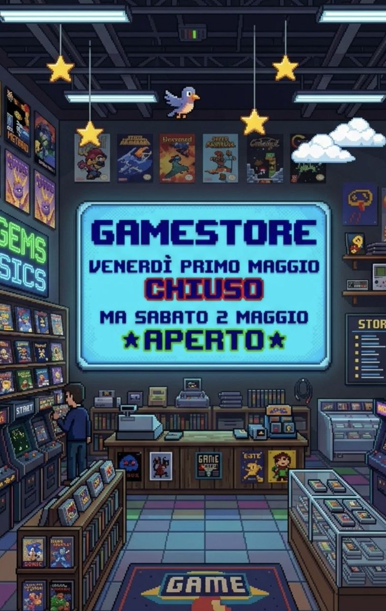 GAMESTOREbz's tweet image. VENERDI 1 MAGGIO GAME STORE CHIUSO PER FESTA NAZIONALE MA...

...SABATO 2 MAGGIO APERTO ORARIO CONTINUATO!!!!
10.00 - 18.30

GAMESTOREBOLZANO.IT
#maggio  #chiuso #videogames #console #aperto