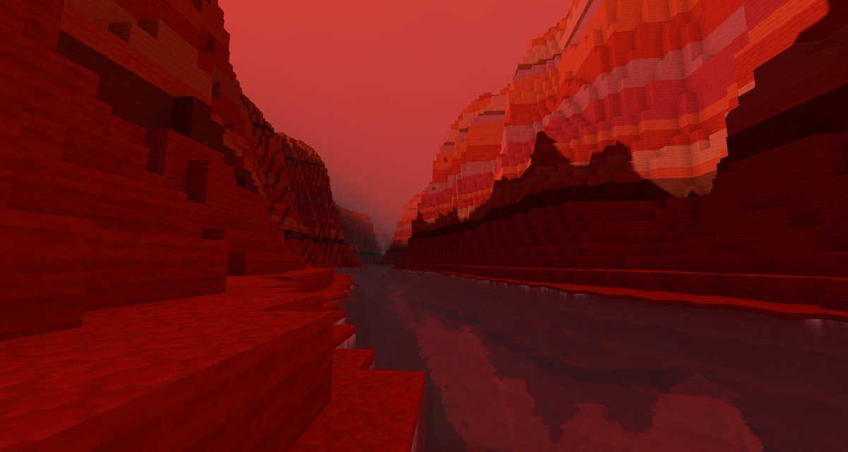 kirobyte4's tweet image. The visuals have gotten a makeover in the form of better canyon terrain, new water shader, block textures, and adjusted fog and sunlight properties. The dust storm shown will be back but it's tied to a mechanic I haven't implemented yet.
#voxel #canyon #godot #atmosphere