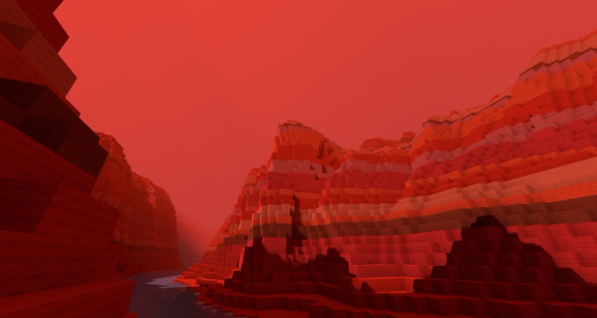 kirobyte4's tweet image. The visuals have gotten a makeover in the form of better canyon terrain, new water shader, block textures, and adjusted fog and sunlight properties. The dust storm shown will be back but it's tied to a mechanic I haven't implemented yet.
#voxel #canyon #godot #atmosphere