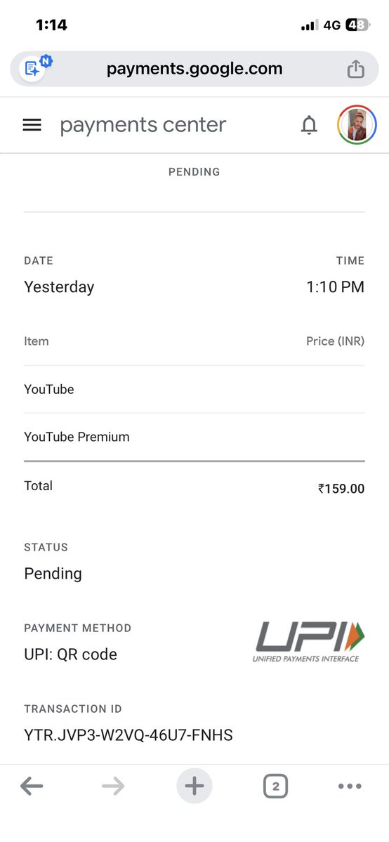 Deepxnshurawat's tweet image. @KotakBankLtd I made a payment for YouTube Premium, but it’s still showing as pending and the YouTube team hasn’t received it. Kindly check and process a refund or update on the transaction status at the earliest. #KotakBank #PaymentIssue