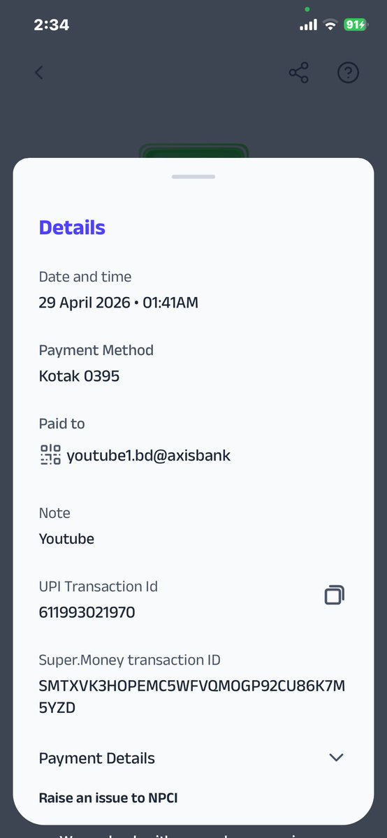 Deepxnshurawat's tweet image. @KotakBankLtd I made a payment for YouTube Premium, but it’s still showing as pending and the YouTube team hasn’t received it. Kindly check and process a refund or update on the transaction status at the earliest. #KotakBank #PaymentIssue
