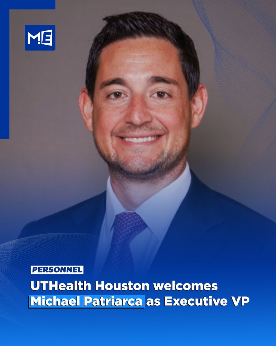 MedEdgeMEA's tweet image. @UTHealthHouston has appointed Michael Patriarca as Executive Vice President and Chief Business Affairs and Strategy Officer.

#UTHealthHouston #MichaelPatriarca #LeadershipUpdate #HealthcareLeadership #Strategy #BusinessNews #MedEdgeMEA