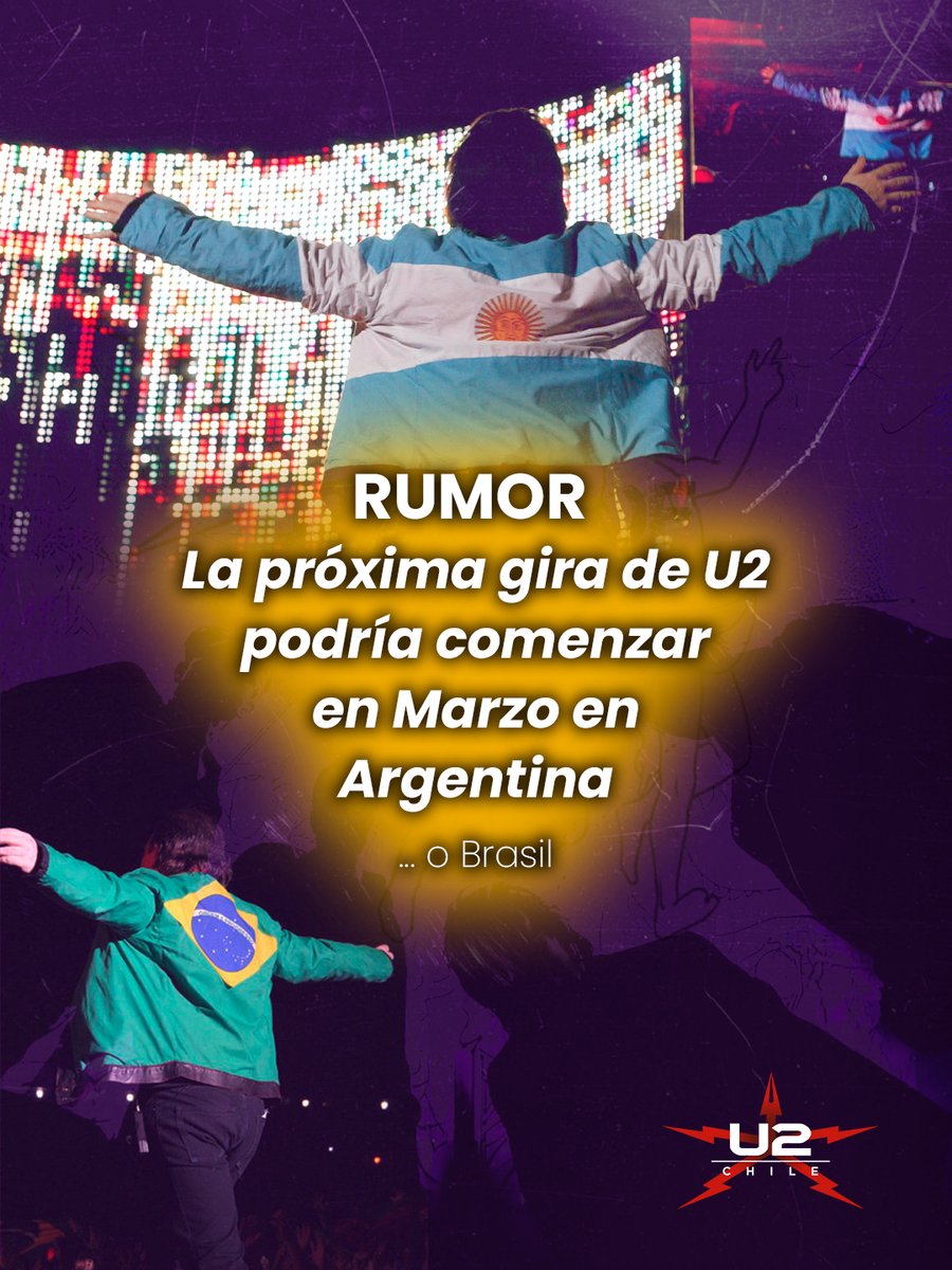 U2Chile's tweet image. Los amigos de @zoostation_arg publicaron el #RUMOR de que #U2 abriría su gira 2027 con dos conciertos (quizas tres) en el Estadio Monumental de River Plate en Marzo de 2027.

Al mismo tiempo, Brasil no se descarta como el inicio de la próxima gira.

#U250