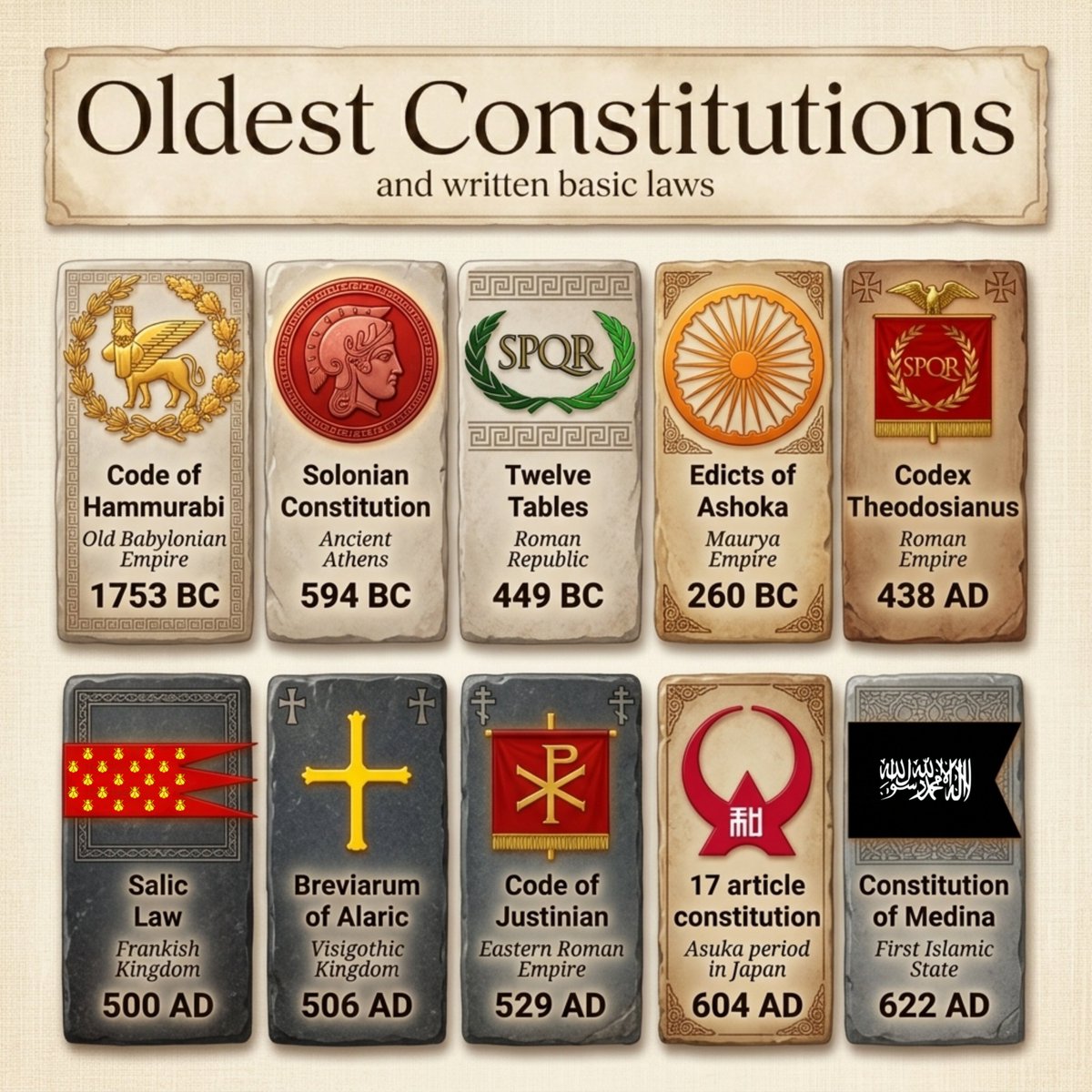 Civixplorer's tweet photo. 📜 The oldest constitutions and written basic laws. https://t.co/r0f3FnWwJ1