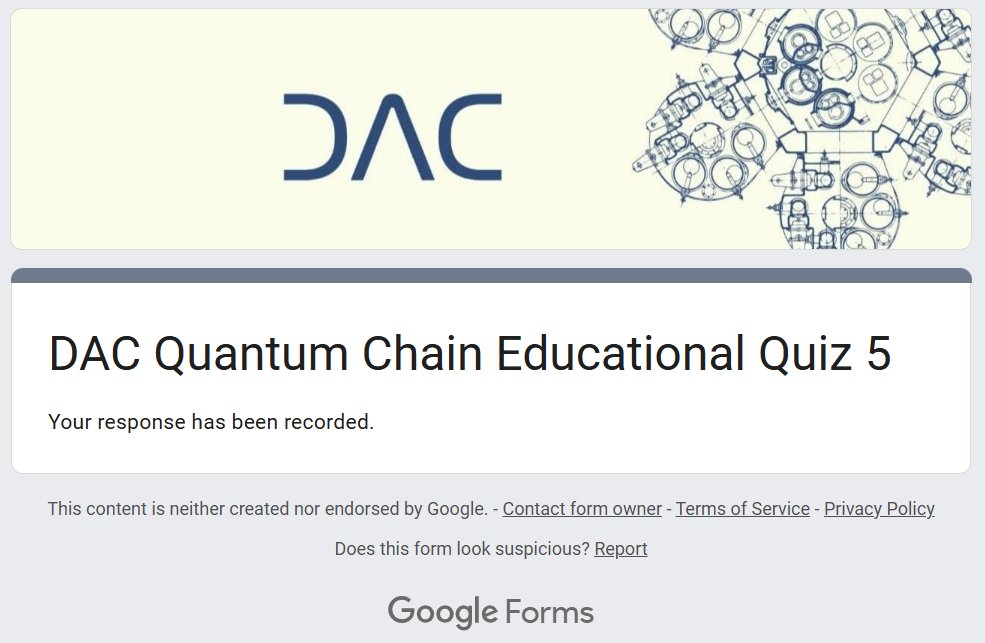 CryptoCatTelugu's tweet photo. 🌟Educational quiz on @dac_chain (week -5)

💰Cost: $0

DAC Chain has introduced a weekly educational quiz, a simple off-chain activity designed to teach and reward users

By participating, you learn about their quantum-proof Layer 1 while earning extra Quantum Energy (QE) as a bonus

Steps:
🔗https://t.co/VkjtkGOmaF
✅Enter Discord ID
✅Enter Discord username
✅Quiz answer: ABBDCBA
✅Done

🤍Like
🔁Retweet