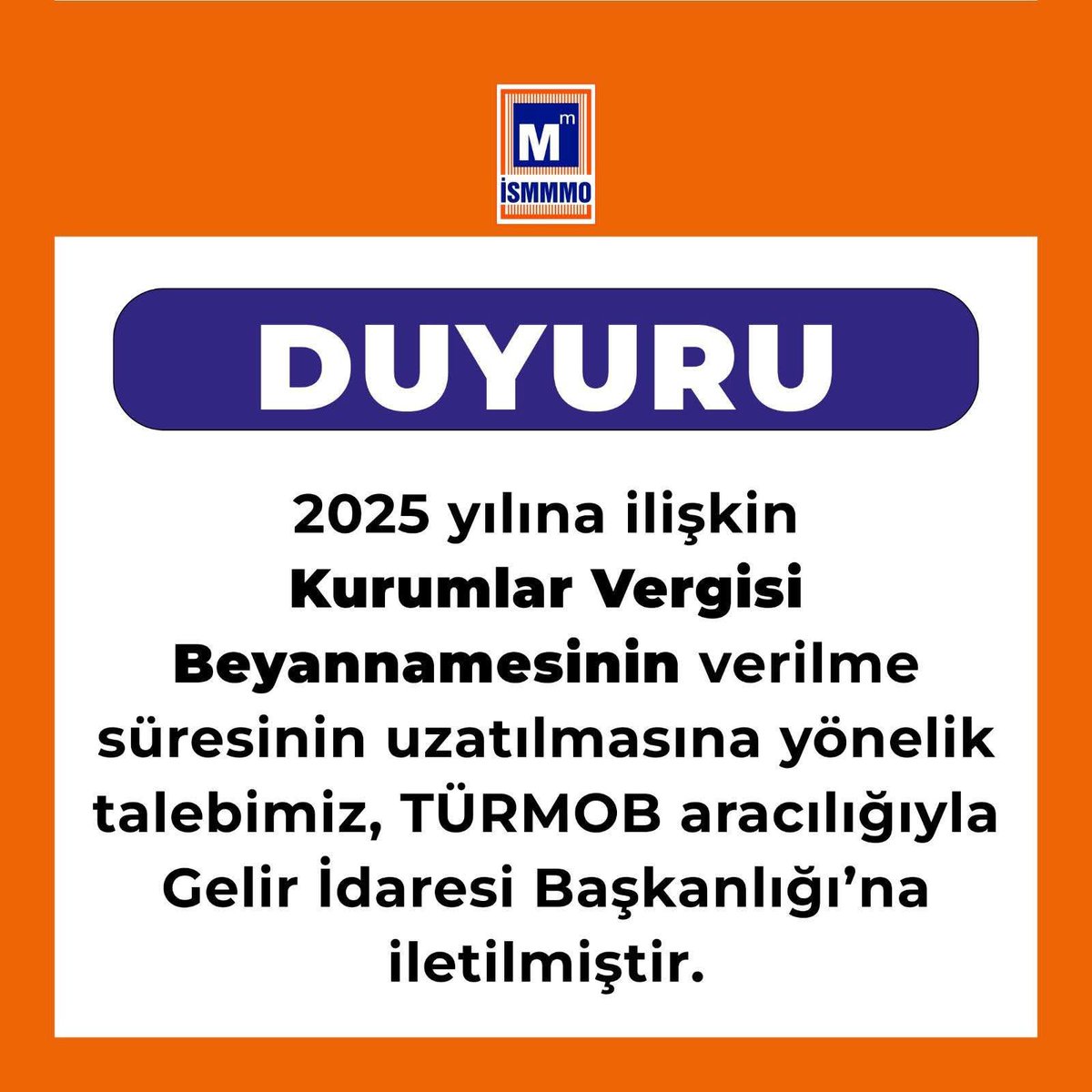 OsmanEski6's tweet photo. Kurumlar vergisi beyan süresi uzatılmalıdır. Süre uzatımı Smmm arkadaşları sıkıntıya düşürmeden hemen açıklanmalıdır.
@gibsosyalmedya @HMBakanligi @HmbSosyalMedya  @Serkan__Atasoy @turmob @AnkaraSMMMO @ISMMMODASI @izmirsmmmo #KurumlarBeyanıUzatılsın #KurumlarVergisiUzatılsın https://t.co/lwCMTqzHEA