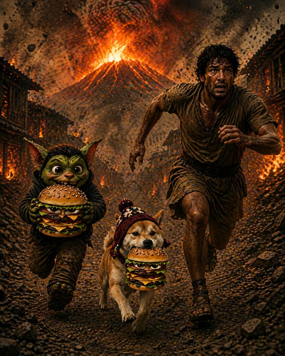 LeiAhn2's tweet image. Pompeii's last day.
Friends who survived even on the last day! 
폼페이 최후의 날.
최후의 날에도 살아남은 친구들!

#밈 #meme #gremly #owif #burglar #Pompeii #lastday