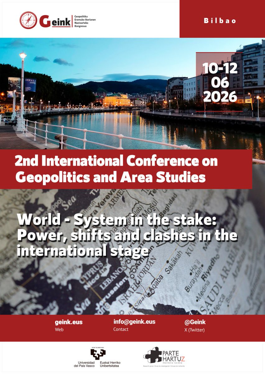Geink_'s tweet photo. 🗣️02nd International Conference on Geopolitics and Area Studies (GEINK): World-System at Stake: Power, Shifts and Clashes on the International Stage. Is an engaging forum for discussion and analysis of current international issues

Want to sign up?
https://t.co/t0twMAWUpF https://t.co/Mb21cdUgnD