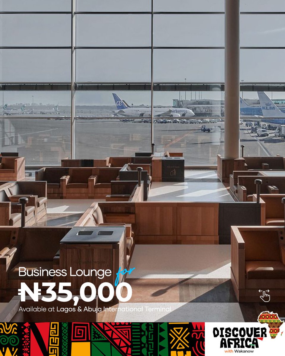 Wakanowdotcom's tweet image. Every great trip deserves a great start. 

Book your Airport Lounge access with us today on wakanow.com/travel-addons.

Let's Go!

#TravelWithWakanow #AirportLounge #TravelSmart