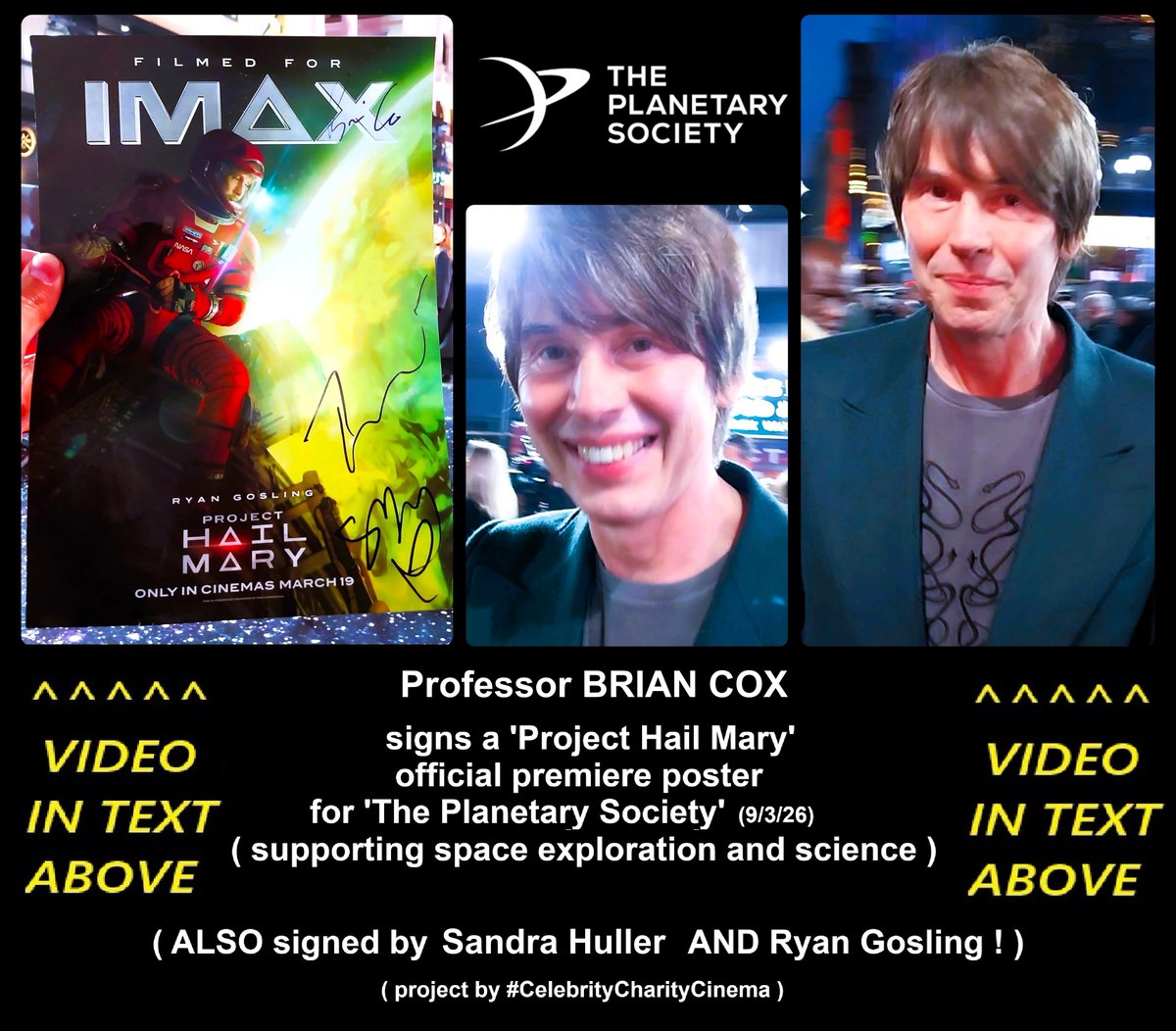 CelebCharityCin's tweet photo. Professor of Particle Physics #BrianCox ⭐ signs a #ProjectHailMary ✨official premiere poster for the #PlanetarySociety 💫(9/3/26) #ThePlanetarySociety nonprofit charity / #ProfBrianCox @ProfBrianCox @exploreplanets #PlanetaryScience - Video🎥here👉> https://t.co/DyWsWKZPJD https://t.co/olxYUqhElY