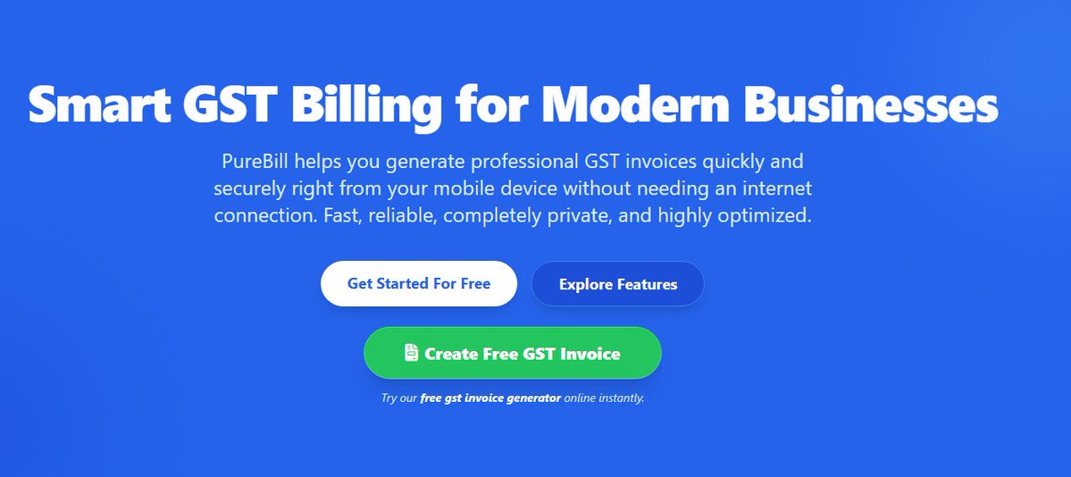 Omsai172's tweet image. I built a 100% FREE GST invoice generator. 🧾

✅ No signup required ✅ No login needed ✅ Generate &amp;amp; download instantly
Try it out: purebill.site
I'm actively improving it. Test it and drop your feedback below! 👇 #GST #SmallBusiness