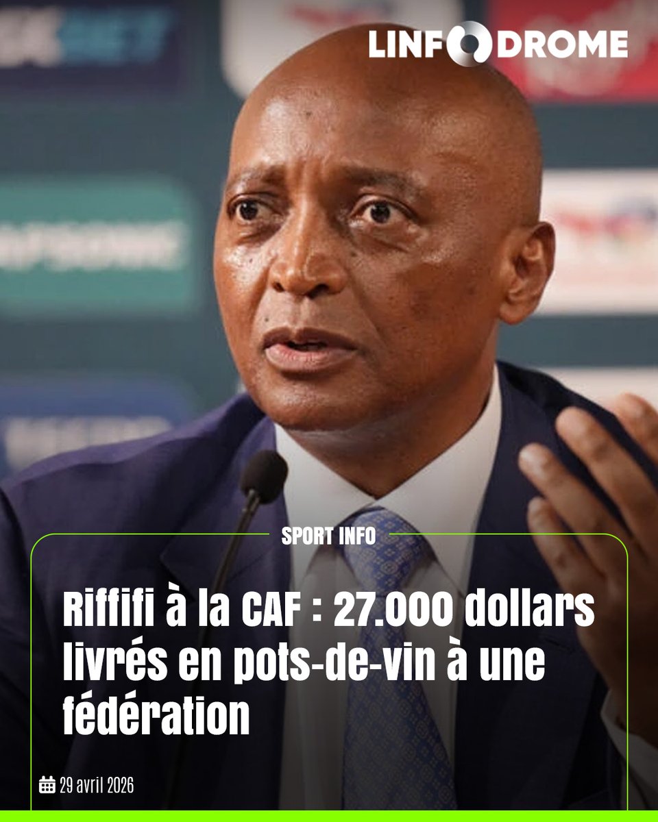 Linfodrome's tweet image. À la Confédération africaine de football, un virement litigieux de 27 000 dollars ébranle la gouvernance du président Patrice Motsepe.

#Linfodrome