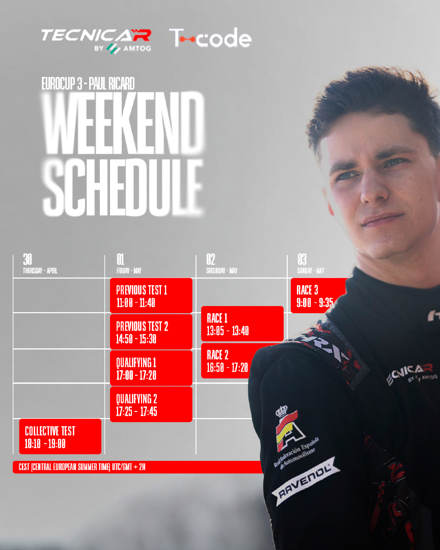 tecnicar_racing's tweet image. This is our plan for the weekend!

A very long one with a very busy Friday which will be a key day to set the tone for the 2026 season.

📱 @vinyi_arnau96
#E3 #E4 #Eurocup3 #Eurocup4 #F4Spain #SpanishF4 #TecnicarByAMTOG #TCode #RoadToF1 #SingleSeaters #WeLiveForRacing