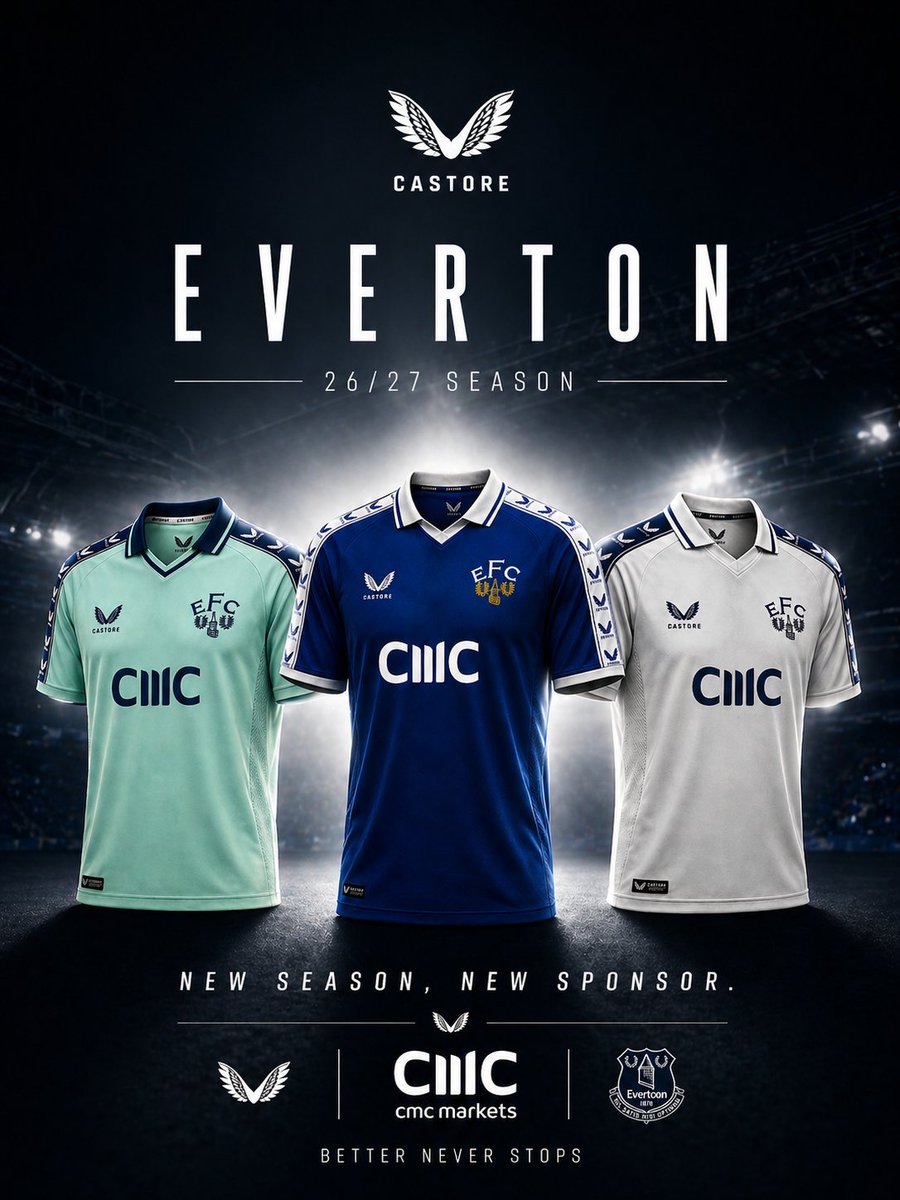 adilad73's tweet image. As we're stuck with @CastoreEngland for at least another season and with the announcement that @CMCMarkets are going to be our shirt sponsors. 

I've had a crack at some concept shirts which I'm sure will definitely divide opinion. 

Yes or No 🤔 
#Everton #EFC #UTFT #COYB #NSNO