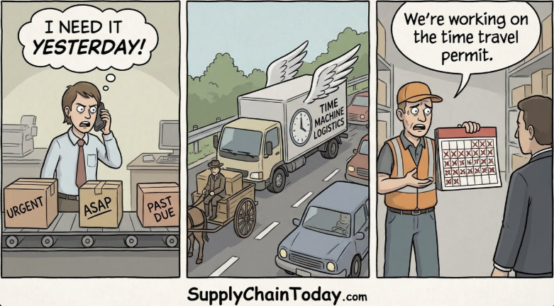 SupplyChainBlog's tweet image. Anyone else working on time travel to get product delivered on time?  #supplychain
