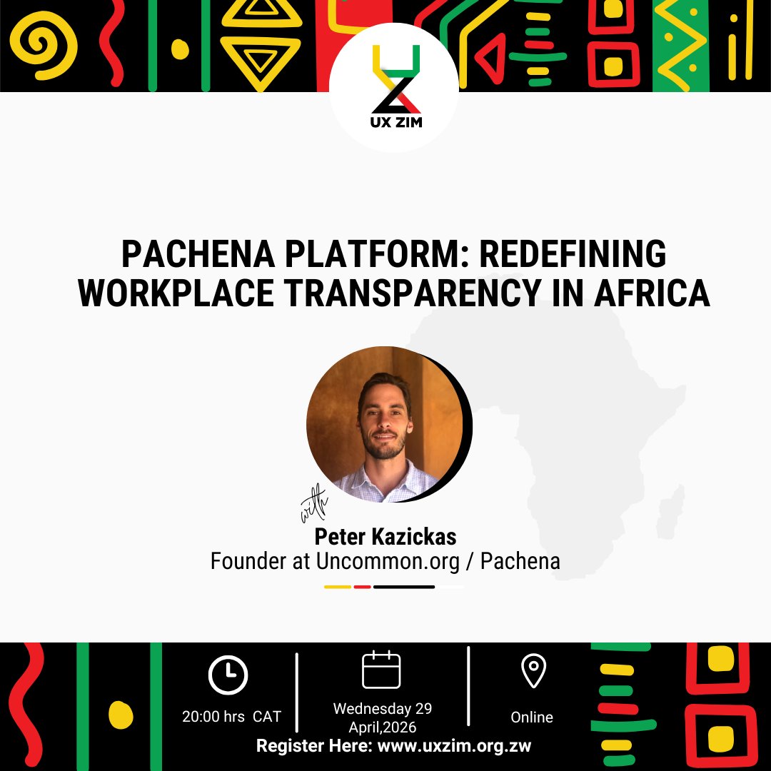 UxZimbabwe's tweet image. The countdown is over… the moment is here.
At 8:00 PM today, we go live for a powerful conversation with J. Peter Kazickas as we explore the story behind Pachena and why workplace transparency matters now more than ever.
#UXZimbabwe #FinalCountdown #FutureOfWork @uncommondotorg