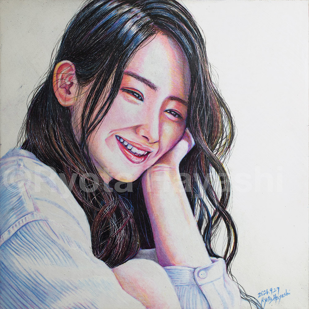 「ということで新作完成。 微笑みの向こう 2/色鉛筆(DesArt COLOR)/」|林 亮太＠2023 5/20〜6/11清瀬市郷土博物館個展のイラスト