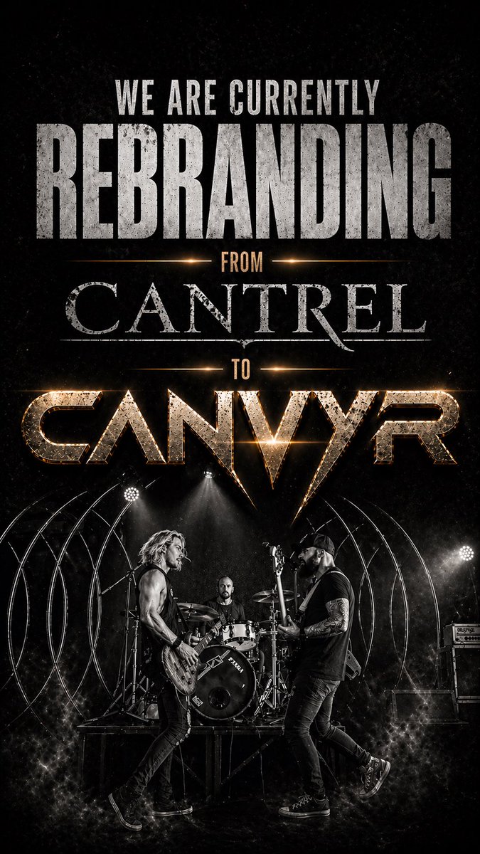 CANVYRMUSIC's tweet photo. We are currently Rebranding from 
Cantrel to CANVYR. Same band just a bigger vision. @canvyrmusic (Pronounced Canver)

#canvyr #canvyrmusic #neilbreytenbach
#jessebreytenbach #cantrel #newmusic https://t.co/x5TibW0V9X