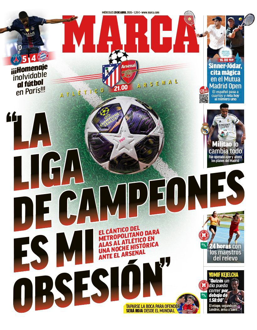 Como les escueze no tener al q hay q tener de portada* este día... Para ello, el *escudo de ATLETI* lo pones el pequeño y para saber quien se obsesiona por la Champion debes leer la "letra pequeña"