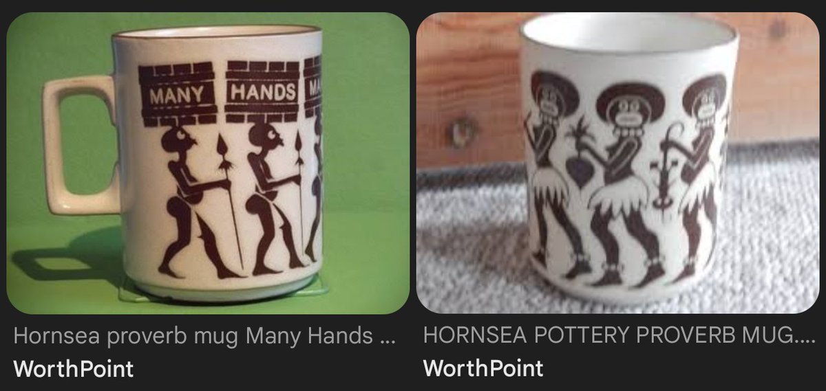 AlphaRichard's tweet image. So, Hornsea Pottery made racist mugs. Is this OK? Nope. Is it OK to buy and sell them today? Nope. Think Gollywog, fellow whities. And remember, #WhitePrivilege is when you don't care because it doesn't affect you/it's just a joke.
