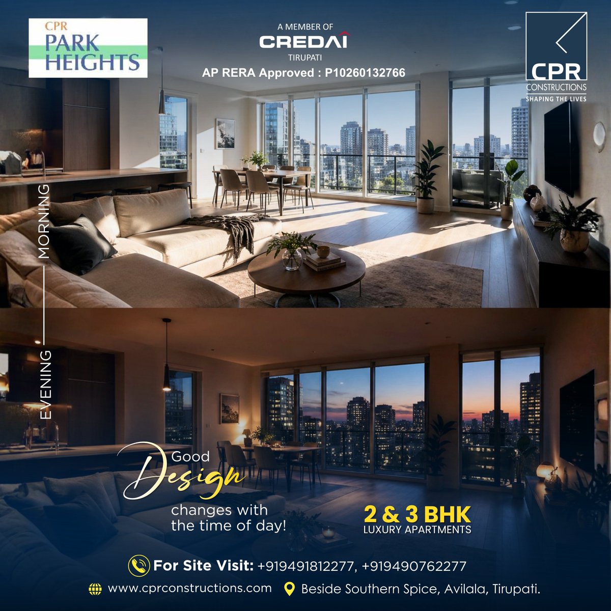 cpr_tirupati's tweet image. 𝐂𝐏𝐑 𝐏𝐚𝐫𝐤 𝐇𝐞𝐢𝐠𝐡𝐭𝐬 🏙️✨ —𝐆𝐨𝐨𝐝 𝐃𝐞𝐬𝐢𝐠𝐧  𝐏𝐫𝐞𝐦𝐢𝐮𝐦 𝟐 &amp;amp; 𝟑 𝐁𝐇𝐊 𝐋𝐮𝐱𝐮𝐫𝐲 𝐀𝐩𝐚𝐫𝐭𝐦𝐞𝐧𝐭𝐬 💫.

📞𝐂𝐨𝐧𝐭𝐚𝐜𝐭 : +919491812277, +919490762277
📍𝐀𝐝𝐝𝐫𝐞𝐬𝐬 : Beside southern Spice, Avilala, Tirupati.

#2bhk #3bhk #realestate