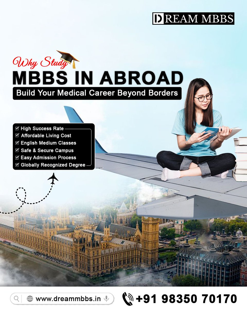 dreammbbsindia's tweet image. Turn your medical dreams into reality! 🩺 Dream MBBS offers seamless admissions to top global medical universities with affordable fees &amp;amp; expert guidance. Start your journey today! 
Cont- 9835070170 Web: dreammbbs.in
#mbbsabroad #studyabroad #futuredoctor #dreammbbs