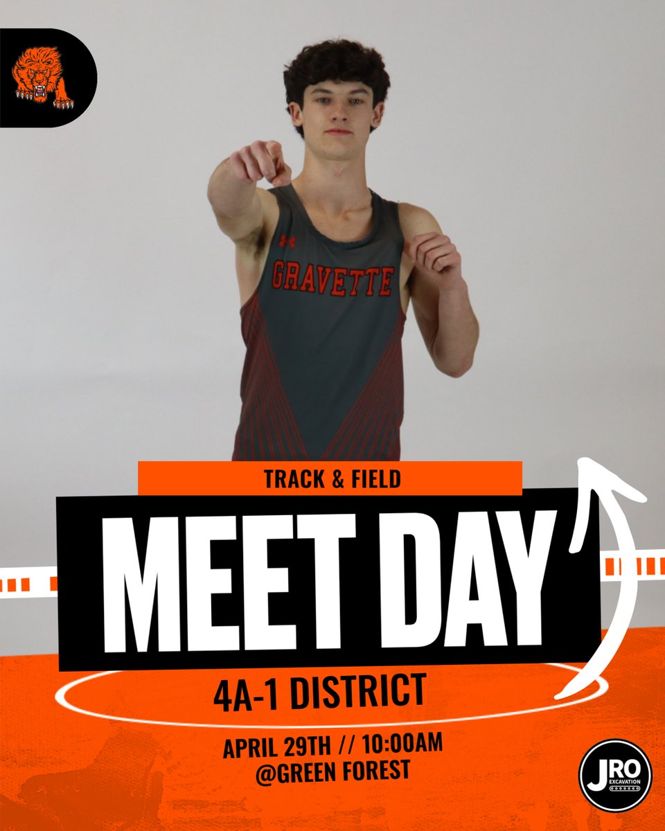 GHS_Athletic's tweet image. 🦁 Gravette Track &amp;amp; Field 🦁

The Lions are headed to compete for a district title!

🏃‍♂️ Meet: 4A-1 District Meet
📍 Location: Green Forest
🕙 Start Time: 10:00 AM

Good luck to all our athletes—go compete and represent Gravette!

#LionPride🦁🟠⚫