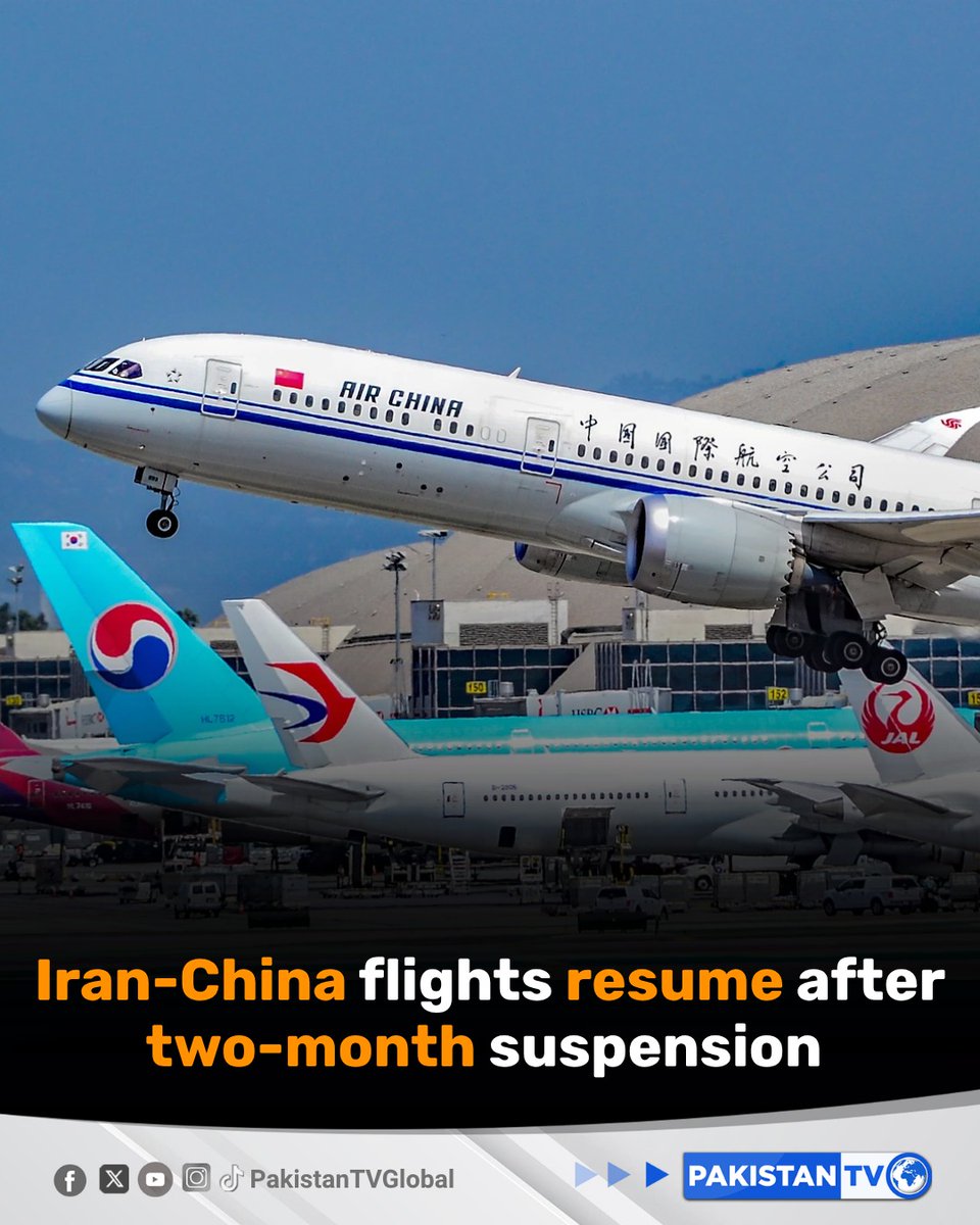 PakTVGlobal's tweet image. Passenger flights between Iran and China, as well as Iran and Russia, have resumed after a two-month suspension caused by the US Israeli war of aggression against Iran.

#IranChina #IranRussia #AviationNews #MiddleEastCrisis #FlightResumption #PakistanTV