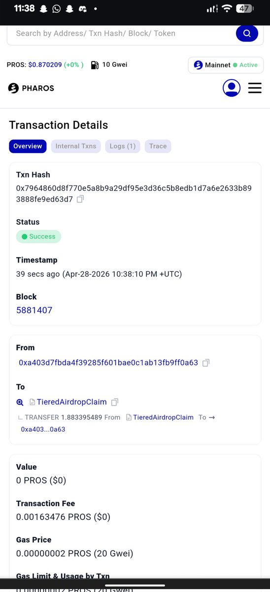 ned_nft's tweet photo. @Kiwi_Nod @pharos_network Just executed a successful transaction on Pharos Mainnet 
Txn Hash: 0x7964860d8f770e5a8b9a29df95e3d36c5b8edb1d7a6e2633b893888fe9ed63d7
This is why my conviction goes beyond words. I’m not watching from the sidelines, I’m using the infrastructure

@Kiwi_Nod https://t.co/E9RmzT8PKO