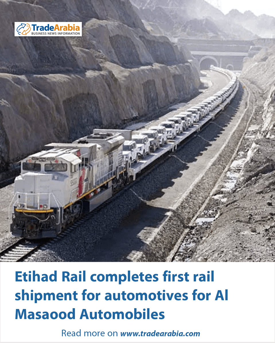 TradeArabia's tweet image. Al Masaood Automobiles and Etihad Rail Freight have completed the first rail transport of finished passenger vehicles for an automotive dealership - a significant step in the evolution of the nation’s logistics sector.

Read more on tradearabia.com/News/461571/Et…
#Tradearabia #rail #UAE
