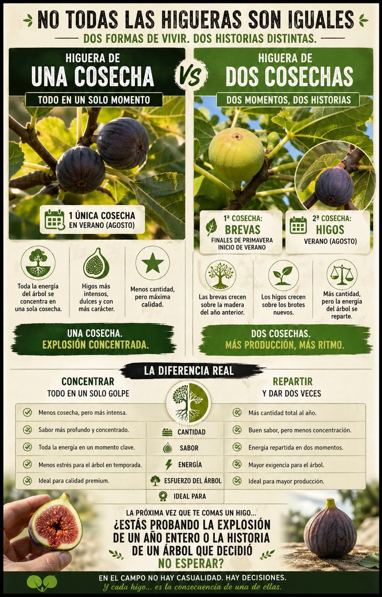 Higovervial's tweet photo. No todas las higueras son iguales… 🌿

👉 Unas lo dan TODO en una sola cosecha (higos más intensos)
👉 Otras producen dos veces: brevas + higos (más cantidad, energía repartida)

¿Explosión concentrada… o doble oportunidad? 🤯
#higos #brevas #gourmetXXL #laalpujarra https://t.co/noBH7PR7Yy