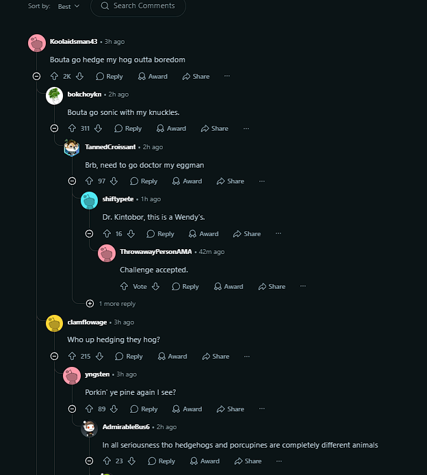 This post on reddit is going viral quickly  Hedgehogs MASTURBATE multiple times per day because they are BORED The comments are hilarious and people are just memeing hedgehogs reddit.com/r/todayilearne…