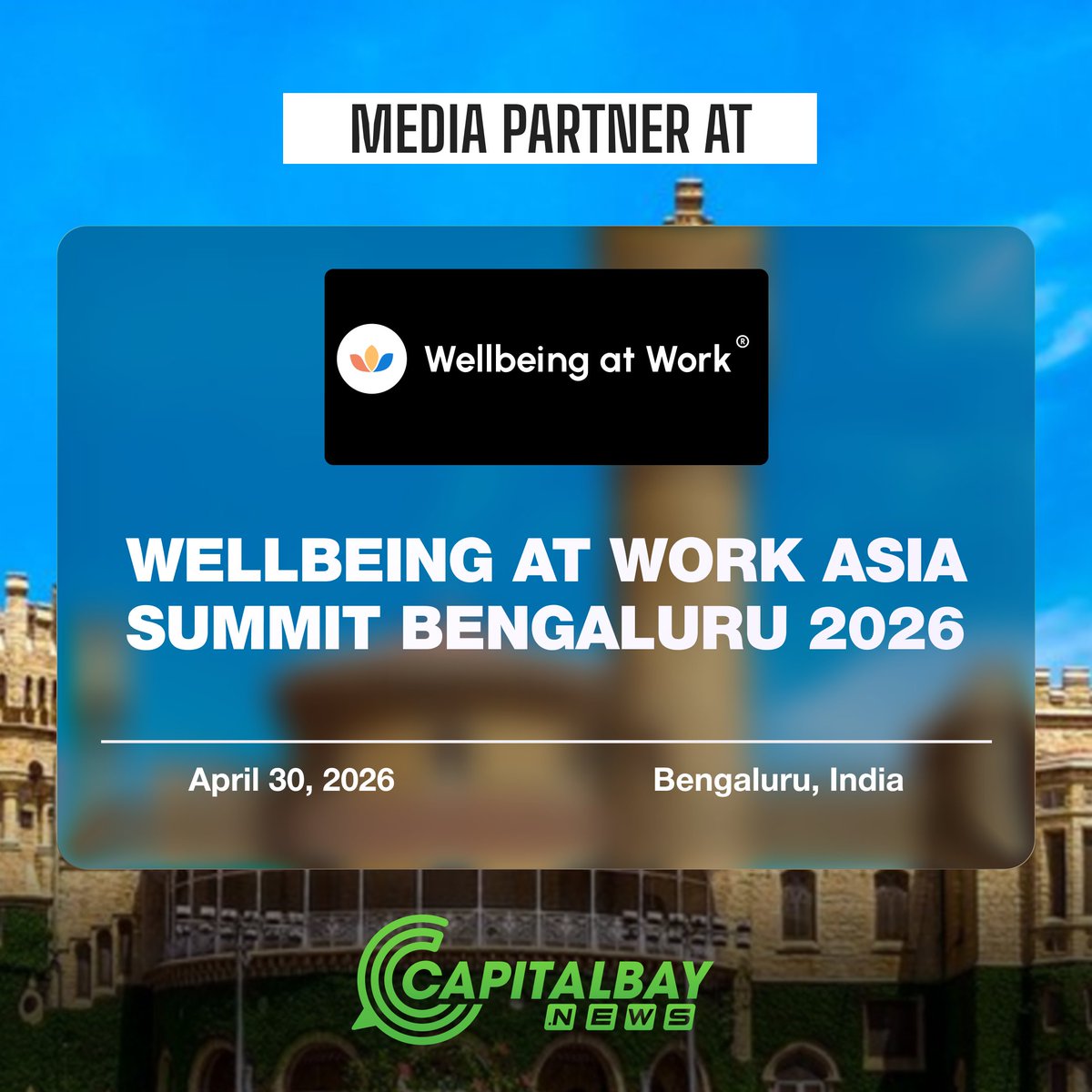 CapitalBay_news's tweet image. We’re a Media Partner for Wellbeing at Work Asia Summit Bengaluru 2026 🌱

A leadership-focused event driving real conversations on wellbeing, culture, and performance.
📅 April 30, 2026
📍 Bengaluru

Join us 👇
hubs.li/Q04dPymG0

#TOAINews2026 #FutureOfWork #HR