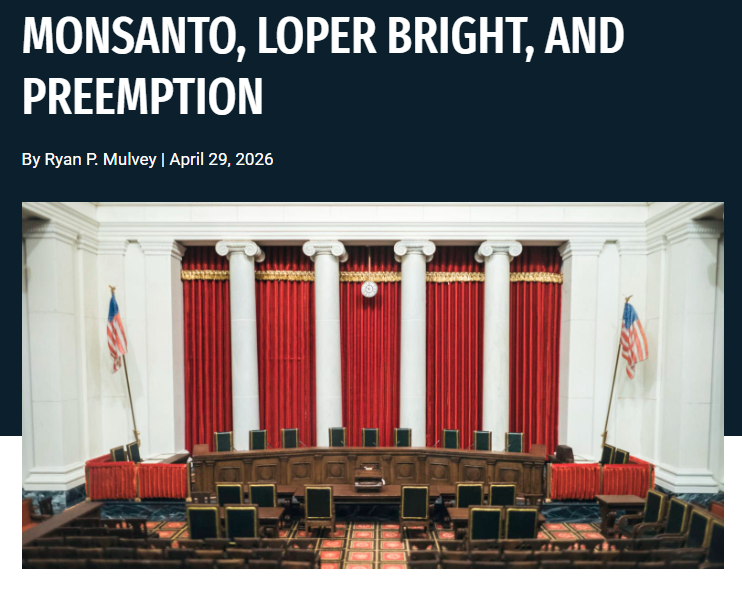 RPMulvey's tweet photo. Glyphosate was in the news yesterday b/c of @epaleezeldin's masterful exchange w/@rosadelauro... but it was also at the center of an interesting (if technical!) SCOTUS argument on Monday.  Link below to thoughts on what #LoperBright could mean for fed preemption. @AFPfoundation https://t.co/vRsSmZdP93