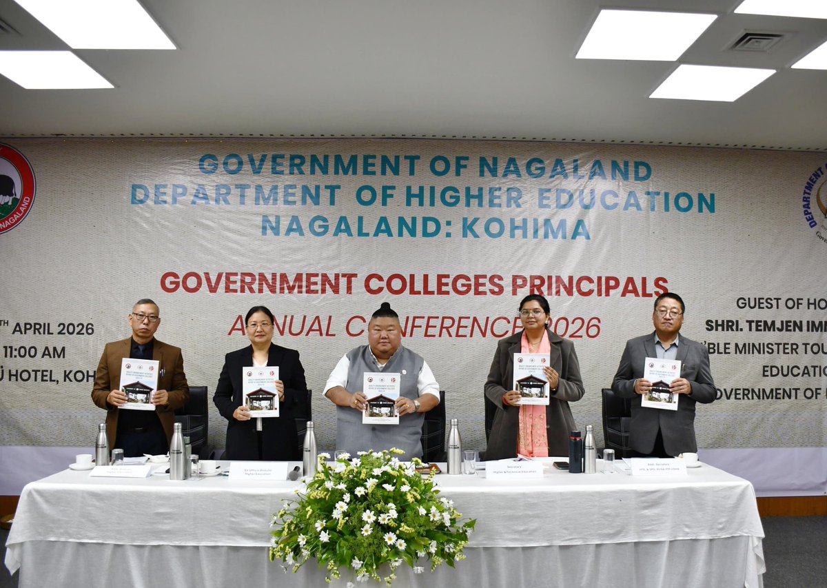 HEDNagaland's tweet photo. Hon’ble Minister for Higher Education & Tourism, Shri Temjen Imna Along, officially released the “Quality Enhancement Report 2024–2025” during the Government College Principals Annual Conference, reaffirming the Department’s commitment to academic excellence, institutional growth, and quality-driven education across Government Colleges in the state.
Together, we move forward in building a stronger and more empowered educational ecosystem for the future of Nagaland.
@AlongImna @dpradhanbjp @VLovitolysema @EduMinOfIndia @mygovindia @MyGovNagaland