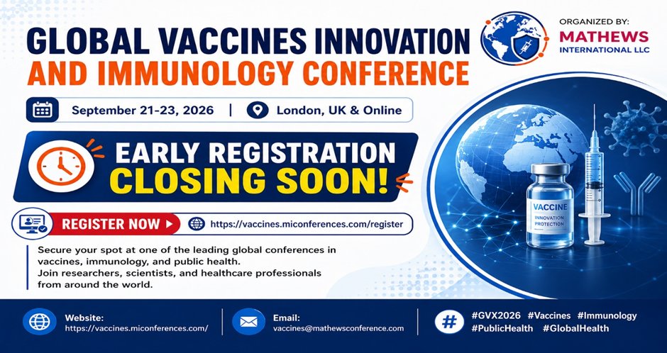 VaccineEvent's tweet image. ⏳ Early Registration closing soon!
Secure your spot at GVX Immunology 2026(@VaccineEvent)
 📅 Sept 21–23, 2026 | London &amp;amp; Online
 🎟️ Register Now: vaccines.miconferences.com/register
#GVX2026 #Vaccines #Immunology #PublicHealth