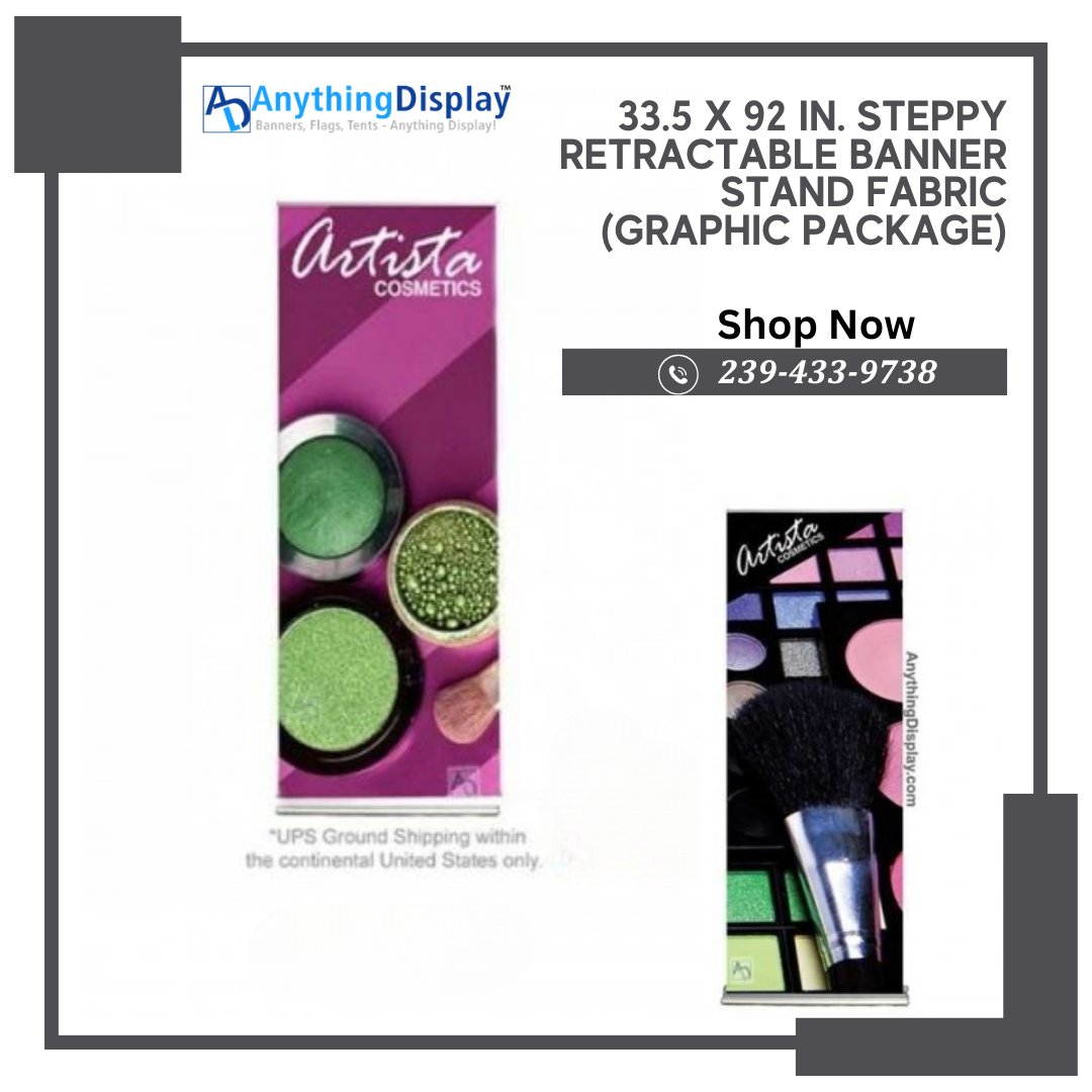 anythingdisplay's tweet image. 33.5" x 92" Steppy Retractable Banner Stand Flat Vinyl Graphic Package
Tall display. Crisp vinyl graphics. Maximum impact anywhere.

Shop now 👉anythingdisplay.com/retractable-ba…

#anythingdisplay #vinylgraphics #retractablebanner #tradeshow #eventmarketing #branding #displaygear