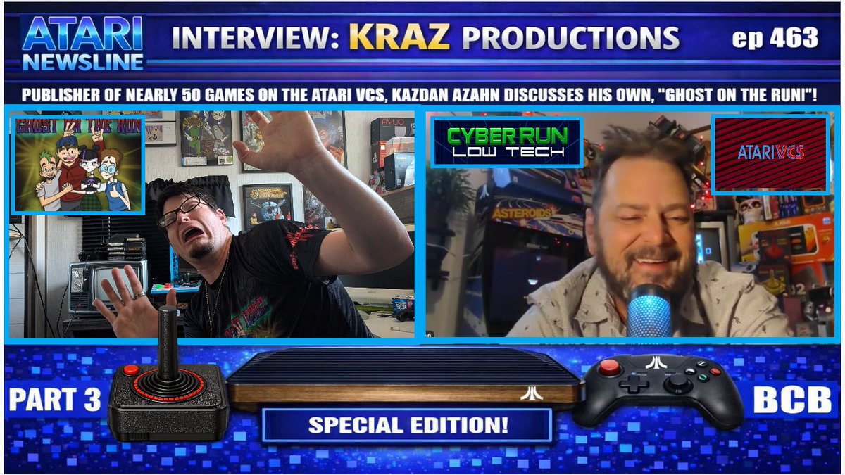 ballistikcoffee's tweet photo. TONIGHT on a NEW #AtariNewsline! The final part of my exclusive interview w/ Kazdan R Azahn, founder of #KrazProductions! We discuss his cool #Atari #VCS game #GhostontheRun & what's next! 7p MT! Don't miss it! Only on @rumblevideo & @Vimeo! #Rumble Link: https://t.co/nMOFgg6OVi https://t.co/RHAFPGH6RQ