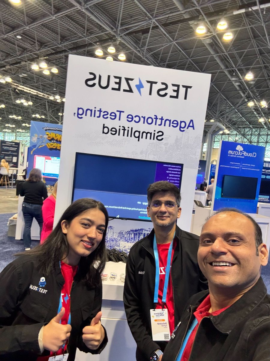 TestZeusAI's tweet photo. ⚡ Booth #303 is ready!

@TestZeusAI  is live at #Agentforce World Tour NYC.

Stop by to meet the team and see how we’re simplifying Agentforce testing with intelligent test automation.

📍 New York
📌 Booth #303

#AgentforceWorldTour #Salesforce #TestZeus #AITesting https://t.co/hkuRvMiH8O