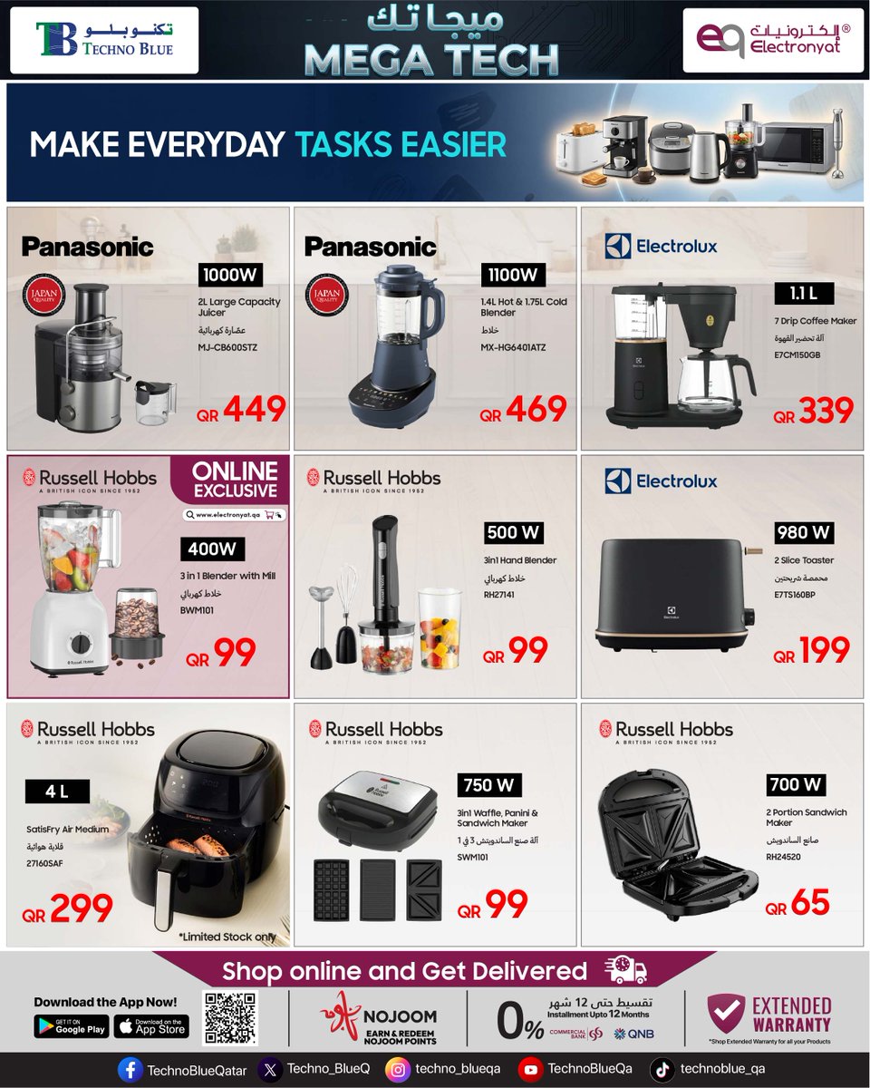 TechnoBlueQ's tweet photo. MEGA TECH is HERE !
Discover the latest in gadgets, smart living, and everyday tech.

🛒 Shop now Online : https://t.co/meD2a9XDy3

📞 Inquiries: +974 3157 9577 / +974 4423 3650

#MegaTech #Electronyat #TechQatar #QatarShopping #GadgetsQatar #SmartLiving #TechLifestyle #DohaTech https://t.co/XZfn1xxadv