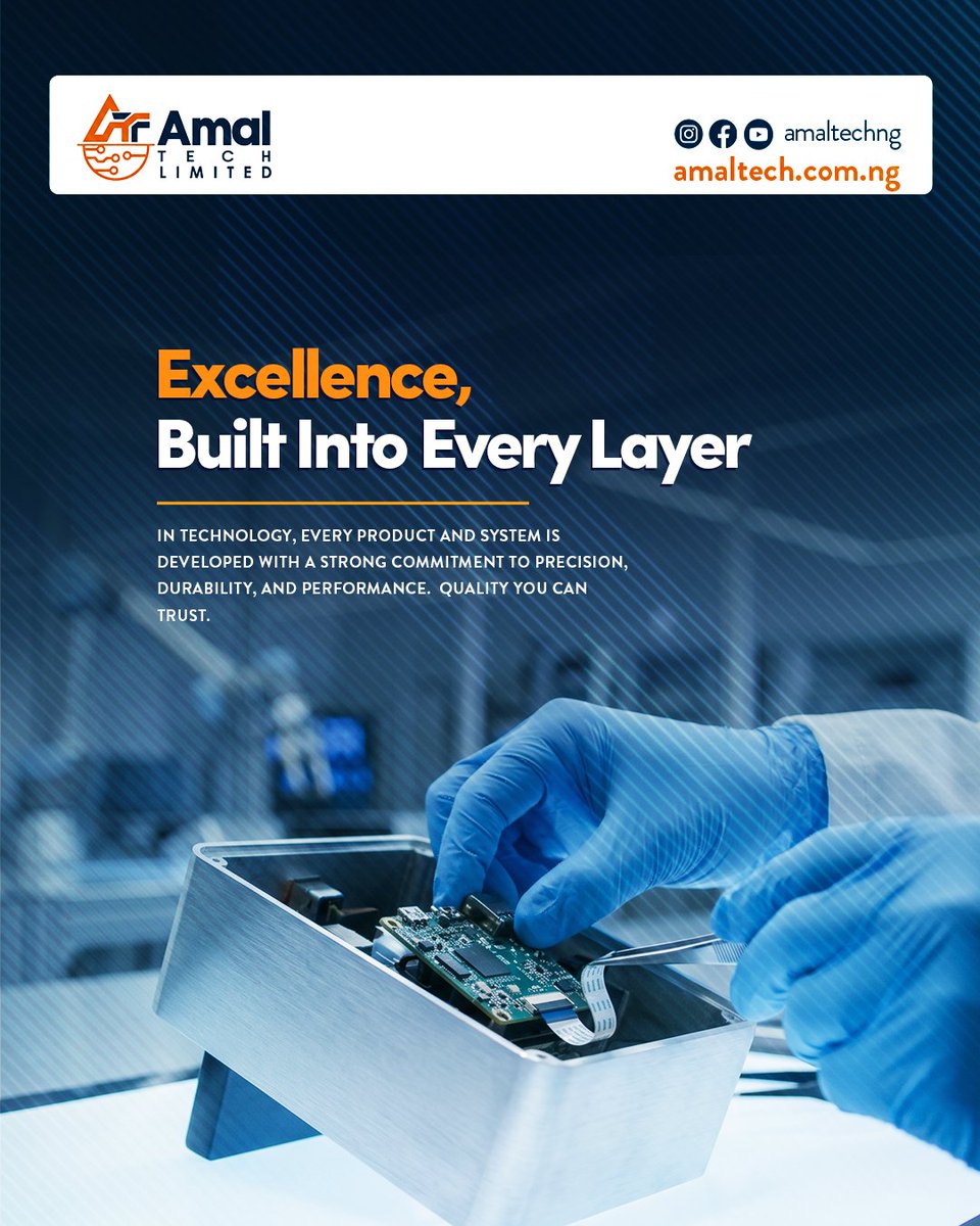 AmalTech_NG's tweet image. Quality You Can Trust

Quality is essential in every product we build. From design to testing, our focus is on precision, durability, and reliable performance in real-world environments.

Learn more: info@amaltech.com.ng

#amaltech #engineeringexcellence #techforafrica