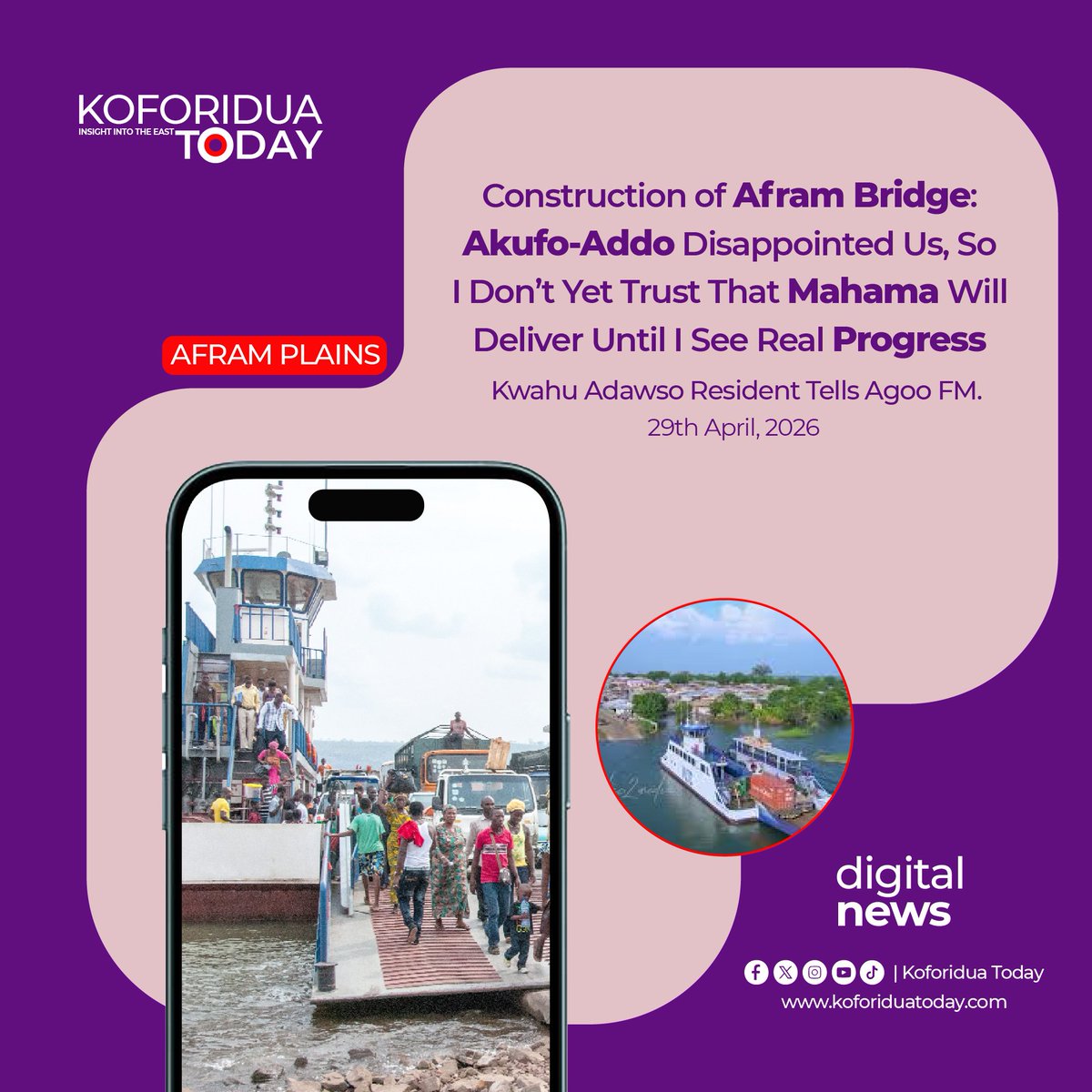 koforidua2day's tweet image. Construction of Afram Bridge: Akufo-Addo Disappointed Us, So I Don’t Yet Trust That Mahama Will Deliver Until I See Real Progress - Kwahu Adawsu Resident Tells Agoo FM.

koforiduatoday.com

#Koforiduatoday #easternregion #Newsupdate #Ghana