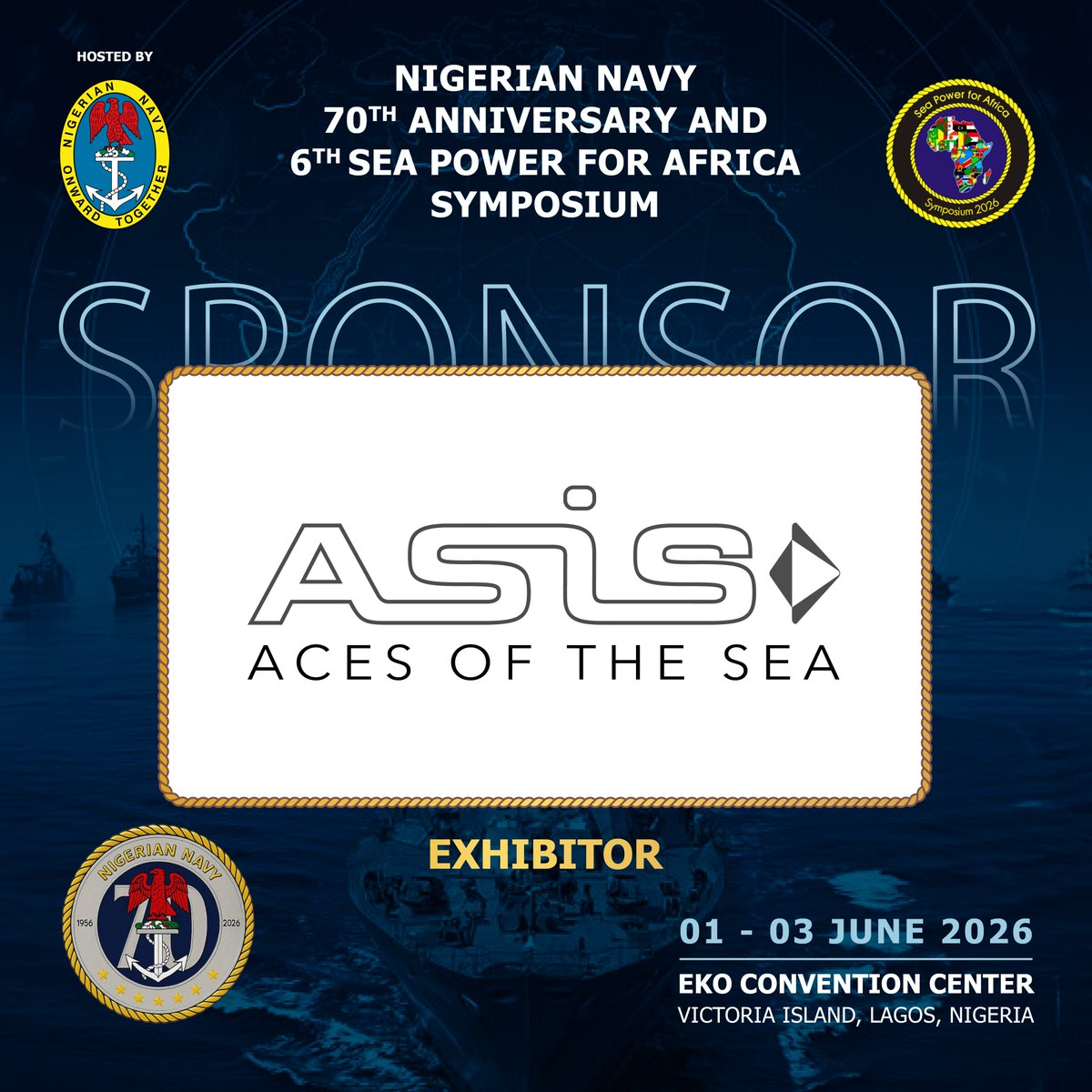 NigerianNavy's tweet photo. ASIS Boats joins the 6th Sea Power for Africa Symposium as an Exhibitor, delivering high-performance boats trusted by navies and coastguards worldwide.
📆1–4 Jun 2026
📍Lagos
🔗https://t.co/9taSBGACgu
#SeaPowerForAfrica #NavalTech https://t.co/laLSn4jLRW
