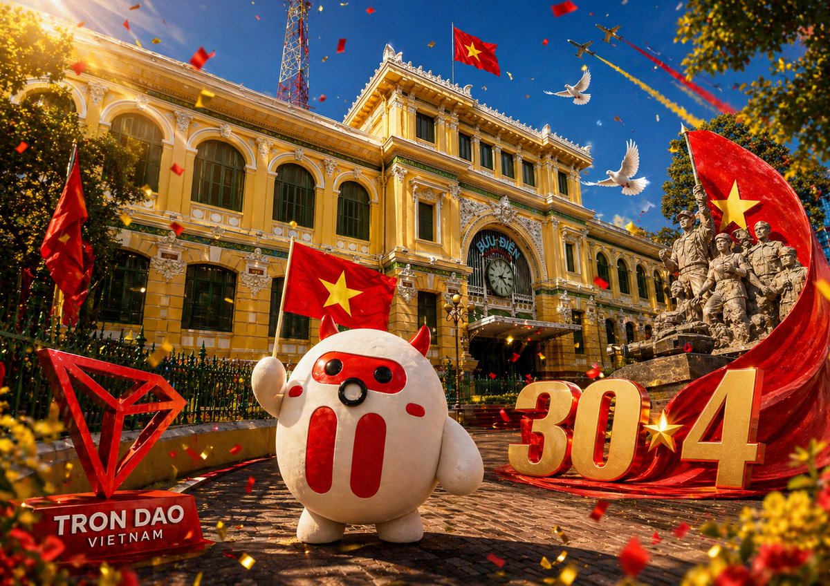JenieeTran's tweet photo. @TronDao_VIE Chúc mừng ae Tron Dao 30/4 và 1/5 đầy rực rỡ và thành công ạ https://t.co/o1nY7yqIwd