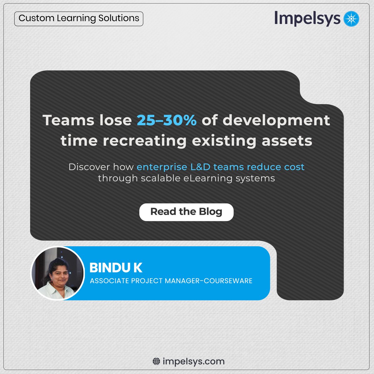 Impelsys's tweet image. Rebuilding #eLearning modules from scratch may feel like progress, but it quietly increases cost, slows delivery, and creates inconsistency at scale.
Read the blog: impelsys.com/blog/stop-rebu…
 #LearningAndDevelopment #DigitalLearning