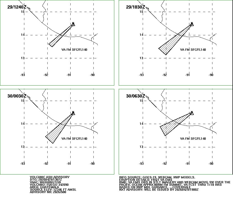 WashVAAC's tweet image. The latest #ash advisory for #Fuego #volcano in #Guatemala: ospo.noaa.gov/VAAC/ARCH26/FU…